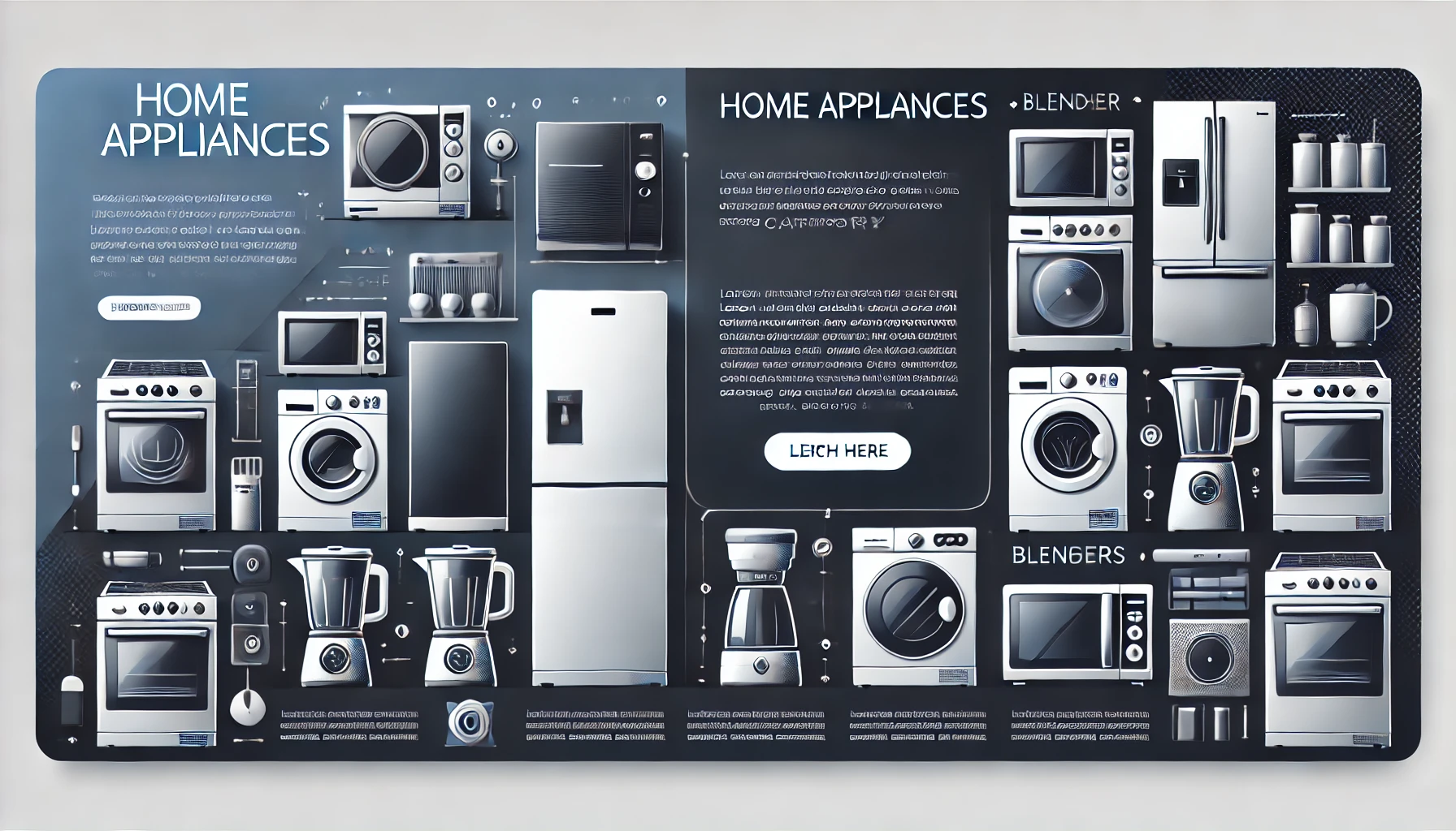 DALL·E 2025-01-08 11.10.39 - A stylish website banner designed for a home appliances category. The banner features a dark blue gradient background to complement white text. Center